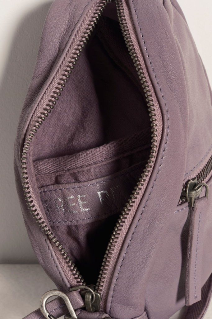 Free People Mini Leather Coffee Date Crossbody Lilac Dust – Shop