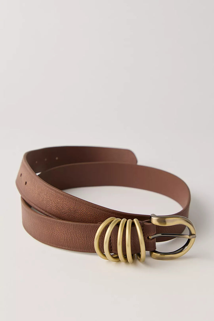 NWOT Free People Double Row Adjustable Leather Belt in Cognac  Size S/M FREE-WA198_V1.jpg main image 4