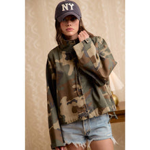 PRINTED HOODED WINDBREAKER JACKET TOP: CAMOUFLAGE