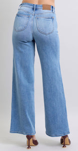 Judy Blue High Waisted Vintage Wash Retro Wide Leg Denim