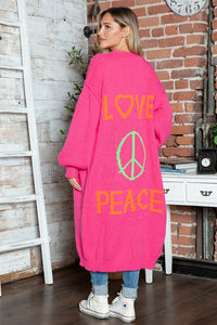 Letter Dropped Shoulder Long Sleeve Cardigan