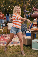 Gameday Stripe Knit Oversized Top: RED/WHITE
