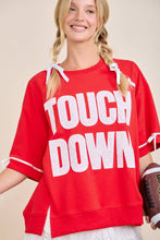 TOUCHDOWN Eyelet Appliqué Pullover Top: RED