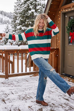 Holiday Stripe Oversized Sweater: RED COMBO