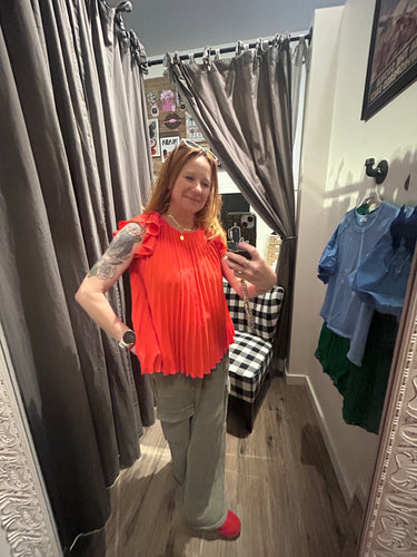 Pleated Orange Tank