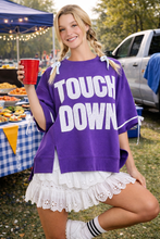TOUCHDOWN Eyelet Appliqué Pullover Top: RED