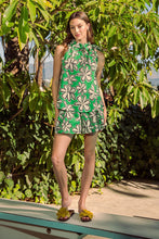 Green Floral Print Short