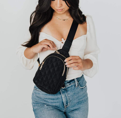 Pinelope Puffer Sling Bag- Black