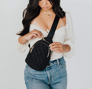 Pinelope Puffer Sling Bag- Black