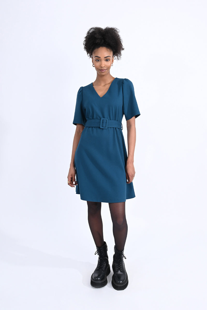 Duck Blue Belted Dress