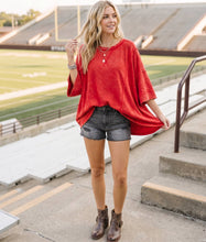 Mineral Washed Boxy Oversized Top: Red