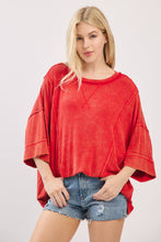 Mineral Washed Boxy Oversized Top: Red
