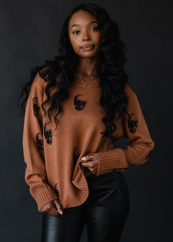 Brown Skull Sweater