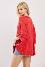 Mineral Washed Boxy Oversized Top: Red