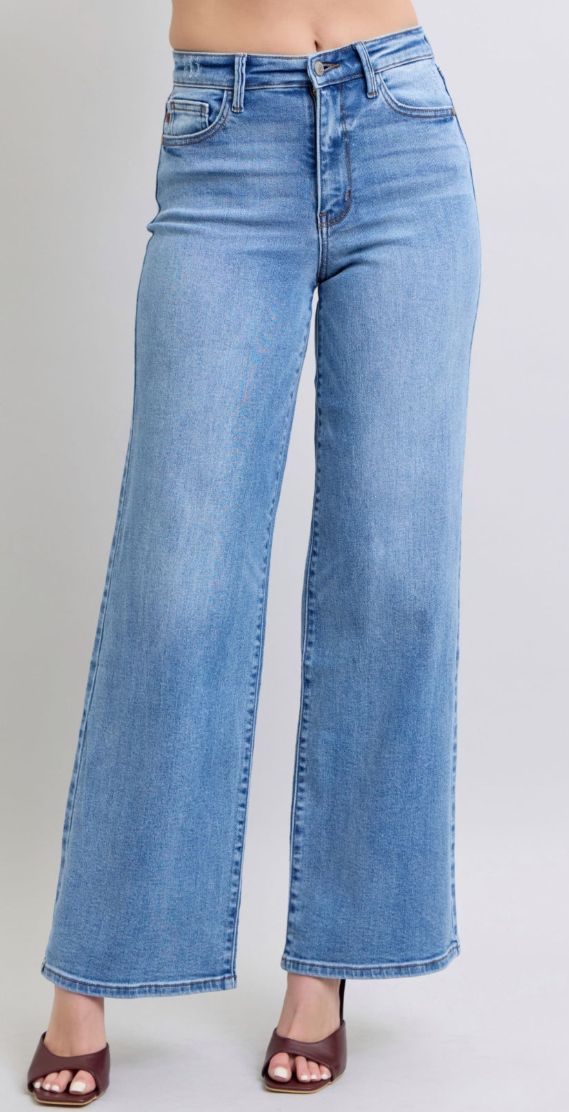 Judy Blue High Waisted Vintage Wash Retro Wide Leg Denim