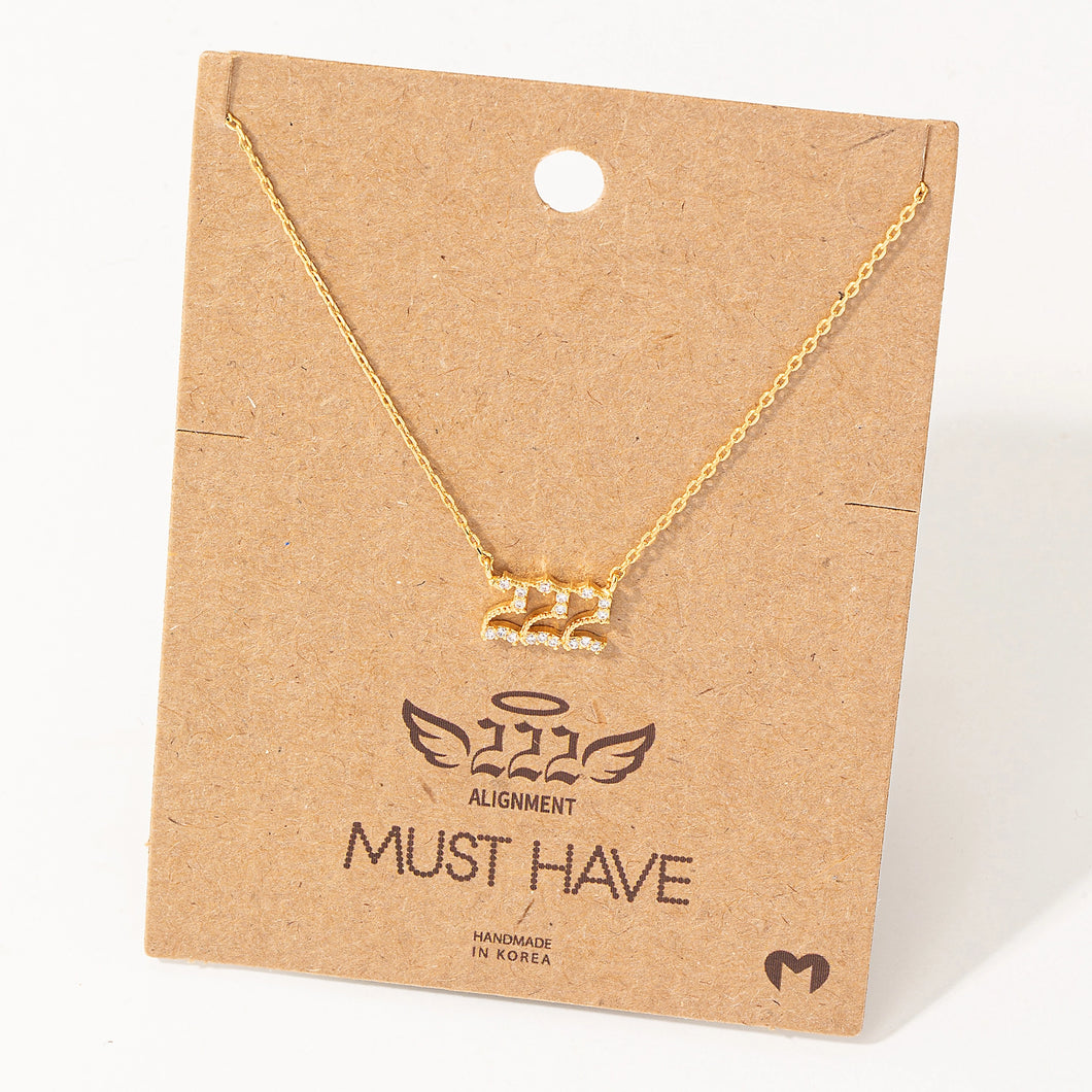 Pave 222 Angel Number Pendant Necklace