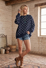 Oversized Polka Dot Scuba Pullover: BROWN/WHITE