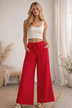 Relaxed Polka Dot Wide Leg Pants: RED/WHITE