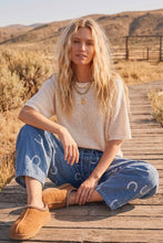 Horseshoe Print Denim Barrel Pants: Dark Denim