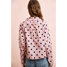 POLKA DOT PRINTED HOODED WINDBREAKER JACKET TOP: DUSTY PINK