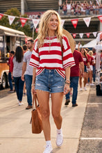 Gameday Stripe Knit Oversized Top: RED/WHITE