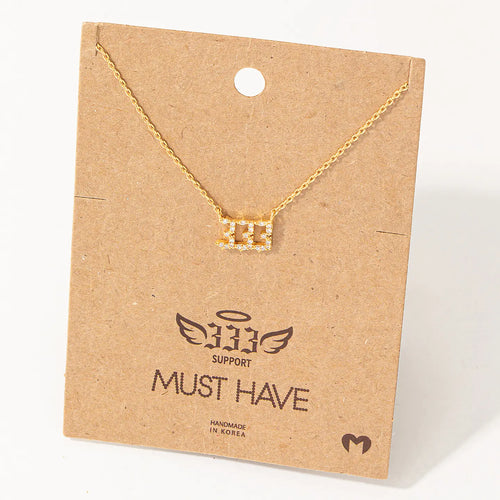 Pave 333 Angel Number Pendant Necklace