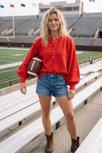Henley Balloon Sleeve Sweater Top: BLACK