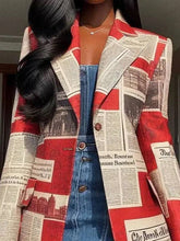 Red Newspaper Print Blazer