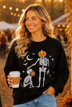 Halloween Pumpkin Skeleton Printed Graphic Crewneck