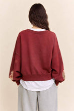 Vintage Holiday Graphic Washed Sweatshirt: Red