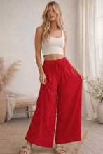 Relaxed Polka Dot Wide Leg Pants: RED/WHITE