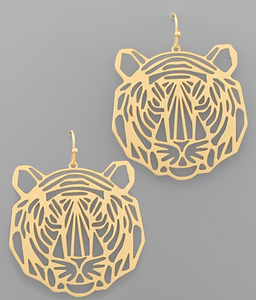 Tiger Face Filigree Earrings