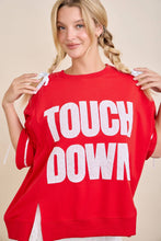 TOUCHDOWN Eyelet Appliqué Pullover Top: RED