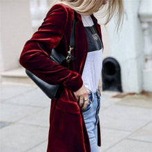Solid Color Velvet Blazer: Burgundy