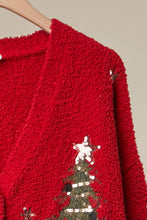 Christmas Tree Embroidered Soft Cardigan: Ivory