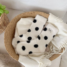 Cute Polka Dots Warm Plush Crew Socks- Black
