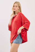Mineral Washed Boxy Oversized Top: Red