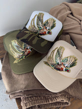 Fly Girl Sequin Pheasant Trucker: Camo/White
