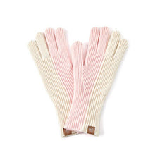 Color Block Simple Ribbed Knit Gloves- Red