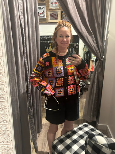 Bright Coloured Crochet Cardi
