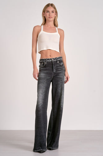 Grey Wash Elastic Jeans