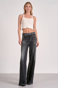 Grey Wash Elastic Jeans
