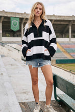 Varsity Stripe Zip Pullover: ROYAL/WHITE
