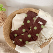Cute Polka Dots Warm Plush Crew Socks- Black