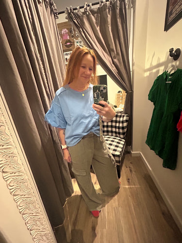 Blue Puff Sleeve Top