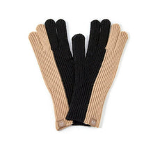 Color Block Simple Ribbed Knit Gloves- Red
