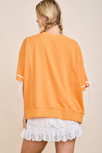TOUCHDOWN Eyelet Appliqué Pullover Top: RED