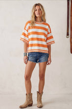 Gameday Stripe Knit Oversized Top: RED/WHITE