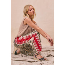 LEOPARD PRINT SIDE CONTRAST DRAWSTRING WIDE PANTS