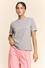 RHINESTONE EMBELLISHED RELAXED CREW NECK TEE - GREY